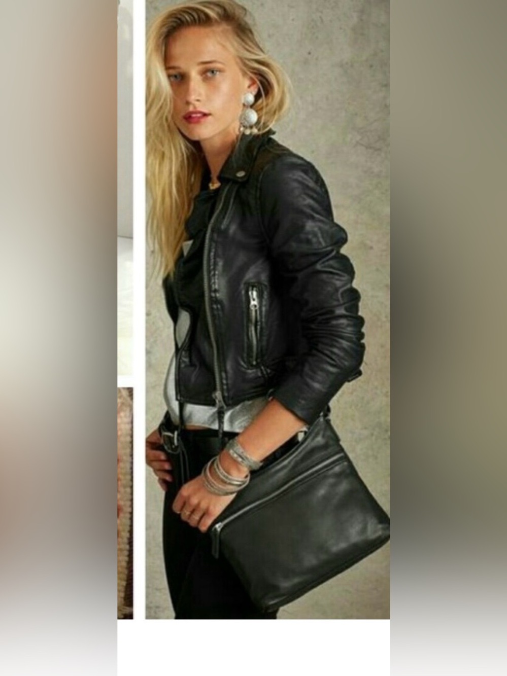 margot Black Leather Cross Body Bag with Zip Details